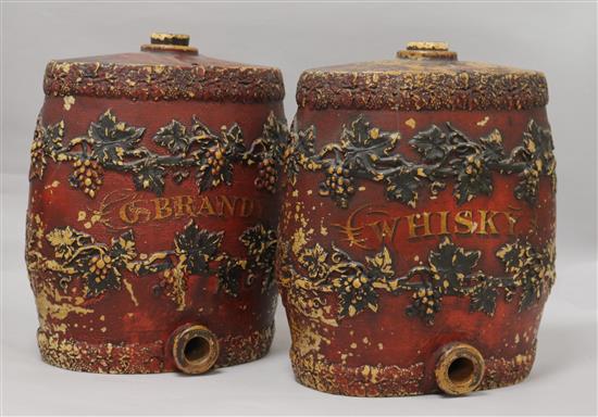 Two Victorian earthenware spirit casks